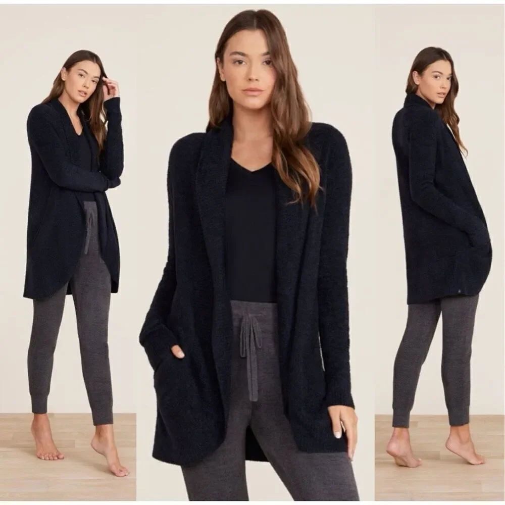 Barefoot dreams black cozy chic lite circle cardigan XS/S